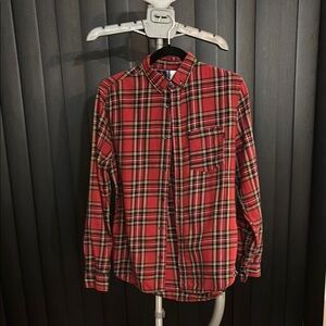 Divided Red Casual Plaid Button Down Shirt